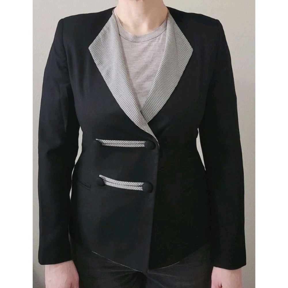 Barrie‎ Pace Blazer Women's Size 4 Black Gingham Trim Made in USA